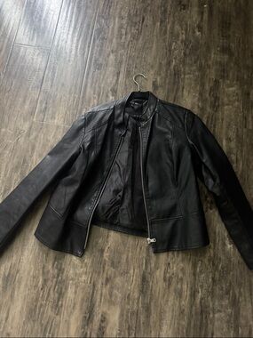 Enyce Women's Black Faux Leather Zip-Front Jacket